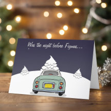 Festive Grönt Figaro Car-julkort