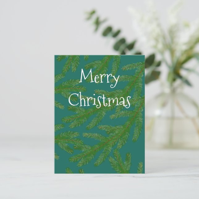 Festive Grönt Fir Träd Grenar jul jul Vykort (Stående Fram)