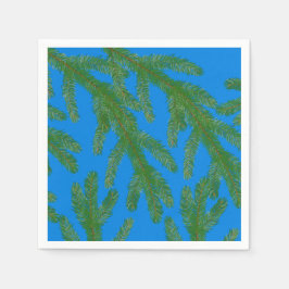 Festive Grönt fir träd grenar och twigs Blue Pappersservett