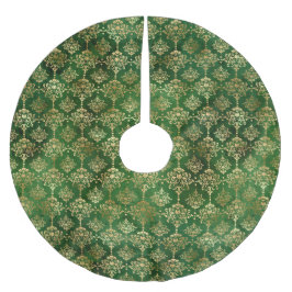 Festive Grönt & Gold Foil Winter-julskada Julgransmatta Borstad Polyester