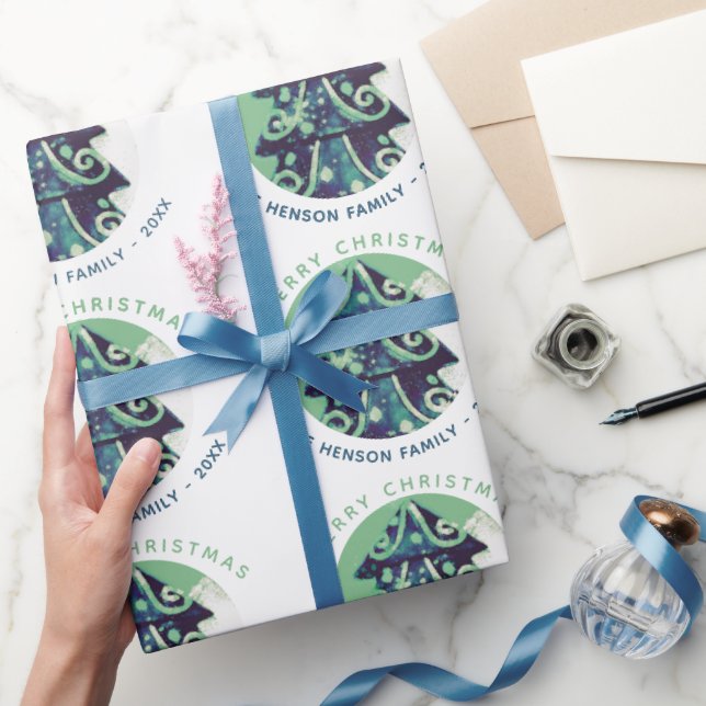 Festive Grönt Julgran Family Helgdagars Presentpapper (Gifting)