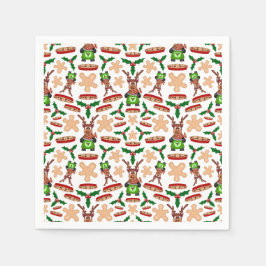 Festive Grönt och Red Kasky julrenar Pappersservett