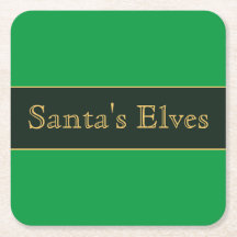 Festive Grönt Rand Retro "Santa's Elves" Text