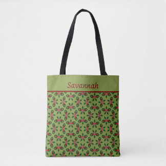 Festive Grönt & Red Helgdag Tote Bag Tygkasse