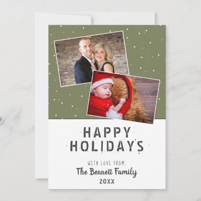 Festive Grönt Snowflake 2 Photo jul Card (Framsida)