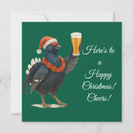 Festive Grouse with Santa Hat Christmas card Julkort
