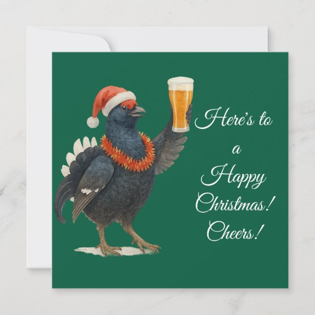 Festive Grouse with Santa Hat Christmas card Julkort (Framsida)