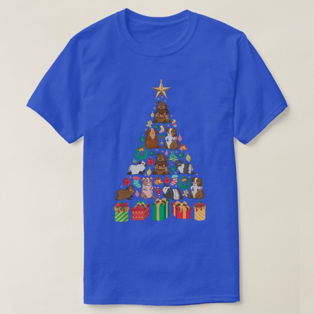 Festive Guinea Julafton Träd Design Gris T Shirt (Design framsida)