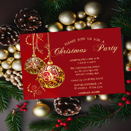 Festive Guld Bollar Red Company jul Party Inbjudningar