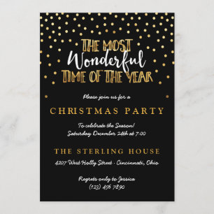 Festive Guld Confetti-prickar jul Party Inbjudningar