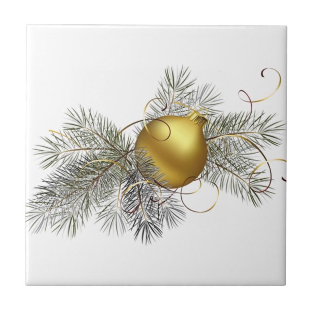 Festive Guld Dekoration Kakelplatta (Framsidan)