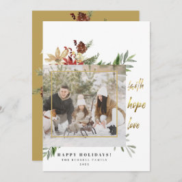 Festive Guld Faith Hope Kärlek 2 Photo jul Julkort