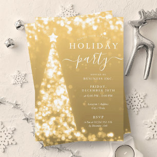 Festive Guld Julgran Company Julfest Inbjudningar