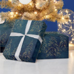 Festive Guld Julgranar Blue Midnight Presentpapper<br><div class="desc">Vacker Guld Julgranar mot midnattsblått i fjol gör perfekten ge för denna juljulhelg.</div>