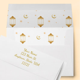 Festive Guld Lantern Måne Stars Returadress Eid
