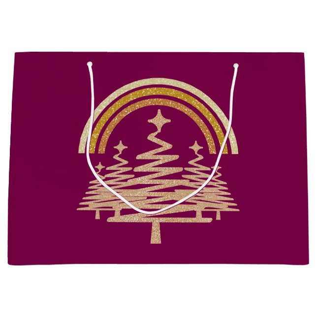 Festive Guld Rainbow Sparkling Fir Träd (Framsidan)