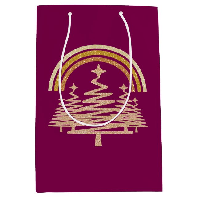 Festive Guld Rainbow Sparkling Fir Träd (Framsidan)