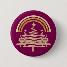 Festive Guld Rainbow Sparkling Fir Träd Knapp