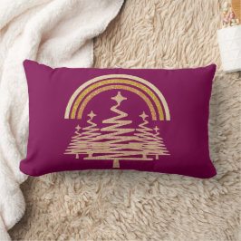 Festive Guld Rainbow Sparkling Fir Träd Lumbarkudde