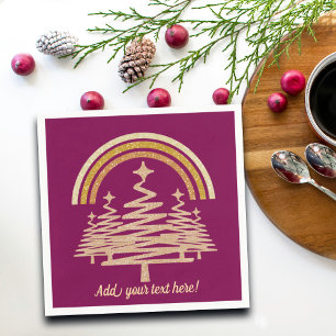 Festive Guld Rainbow Sparkling Fir Träd Pappersservett