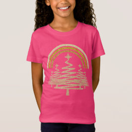 Festive Guld Rainbow Sparkling Fir Träd T Shirt