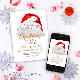 Festive Guld Script Santa Hat jul Party Inbjudningar