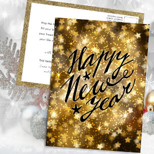 Festive Guld Sparkling Star Gott nytt år Helg Vykort