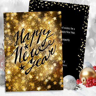 Festive Guld Sparkling Star Gott nytt år Julkort