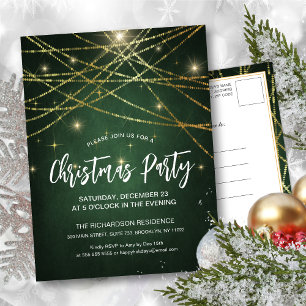 Festive Guld String Ljus Gnistra jul Party Inbjudan Vykort