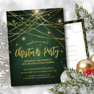 Festive Guld String Ljus Julfest Inbjudan Vykort