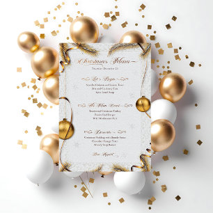 Festive Guld & White God Middag Menu Inbjudningar
