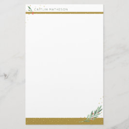 Festive Guld Winter Greenery jul Helgdag Brevpapper