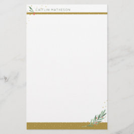 Festive Guld Winter Greenery jul Helgdag Brevpapper