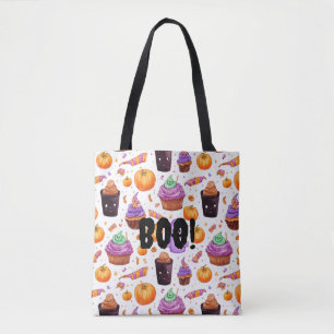 Festive Halloween candy, jack- o-lanternor Boo Tygkasse