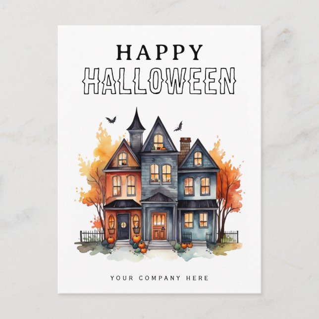 Festive Halloween House Realty Marknadsföring Helg Vykort (Framsida)