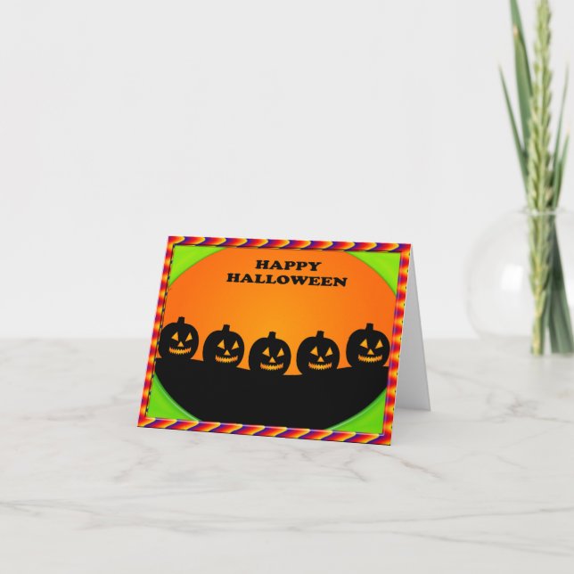 Festive Halloween Jack o'Lantern Silhouettes Kort (Framsida)