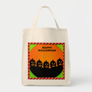 Festive Halloween Jack o'Lantern Silhouettes Tygkasse