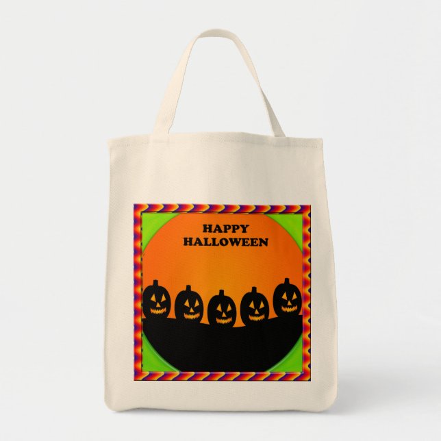 Festive Halloween Jack o'Lantern Silhouettes Tygkasse (Framsidan)