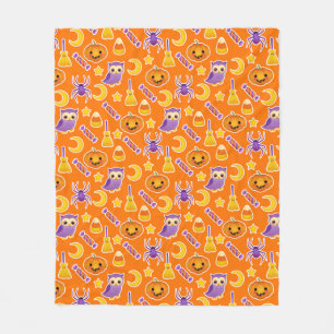Festive Halloween Orange Patterned Design Fleecefilt