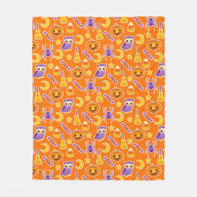 Festive Halloween Orange Patterned Design Fleecefilt (Framsidan)