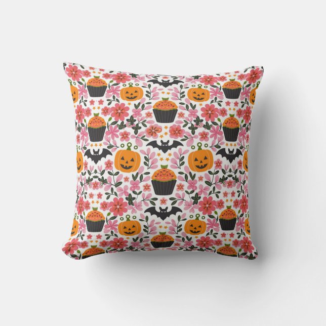 Festive Halloween Pillow | Blommigtar, Pumpkin & F Kudde (Framsida)