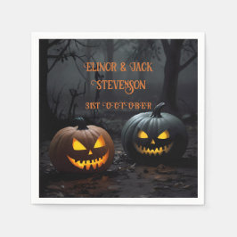 Festive Halloween Pumpkins and Blommönster Pappersservett