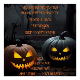 Festive Halloween Pumpkins and Blommönster Perfect Poster