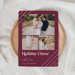 Festive Hälsning Helgdag Cheer 3-fotokort Julkort