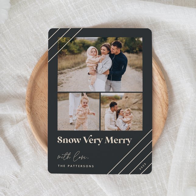 Festive Hälsning | Snö Mycket merry 3 Photo Julkort (Skapare uppladdad)