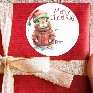 Festive Hamster i jultomten Runt Klistermärke