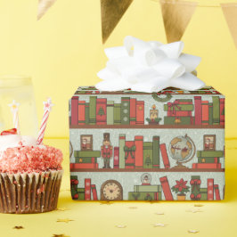 Festive Hand Drawn Bookshelf - Wrapping Paper Roll Presentpapper