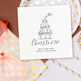 Festive Hand Drawn Cheers to New Year Party Pappersservett