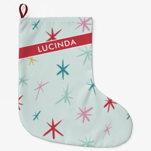FESTIVE hand plockade stjärna gnistra modern färgl Stor Julstrumpa