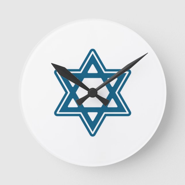 Festive Hanukah Single Star Acrylic Wall Clock Rund Klocka (Framsida)
